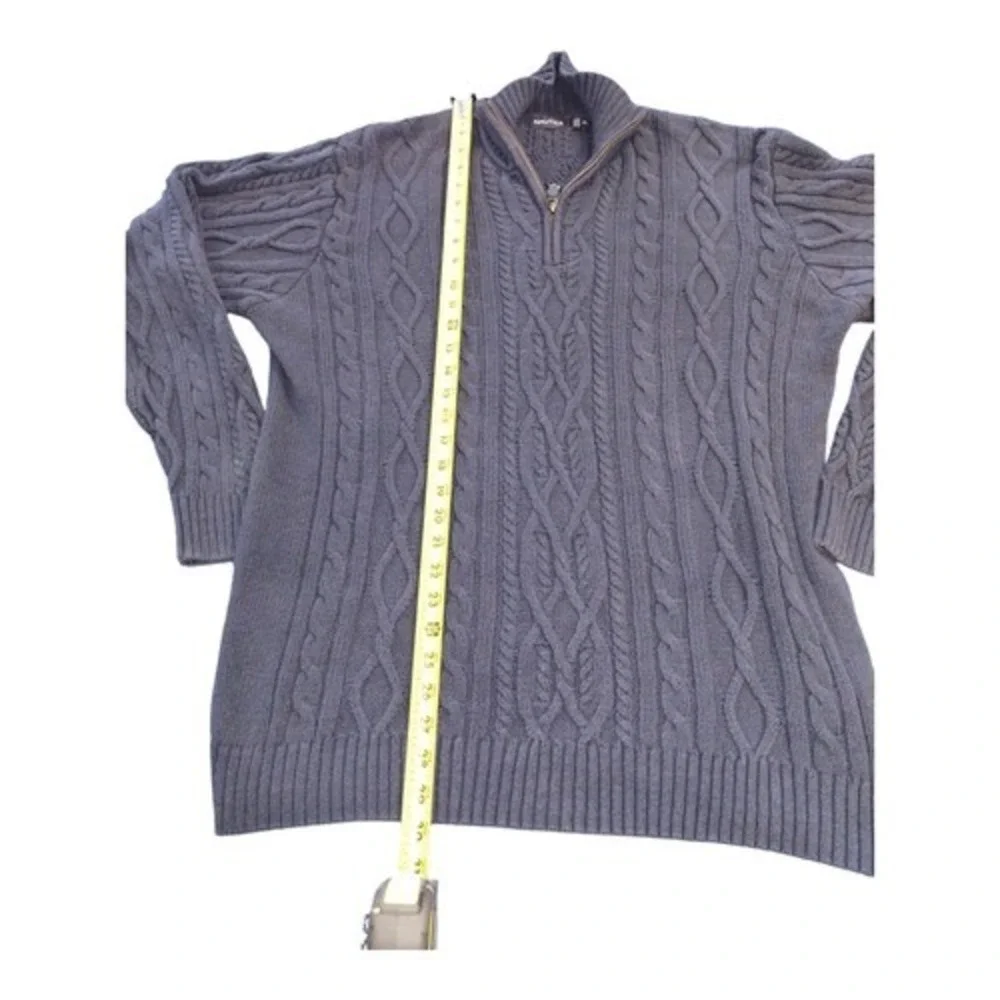 Nautica Mens Sweater Navy Blue Pullover Zipper Collar Twist Knit‎ Mens XL